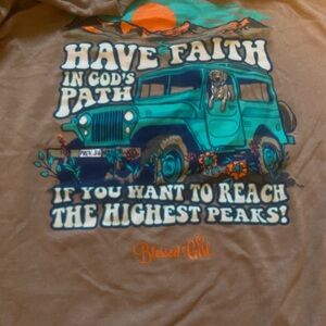Brown Graphic Tee with Jeep Design